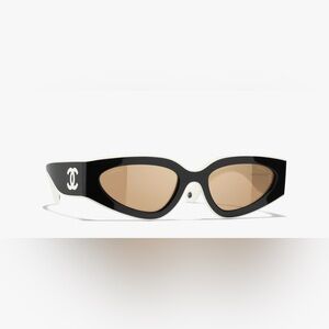 CHANEL Black and White Cat-Eye Sunglasses